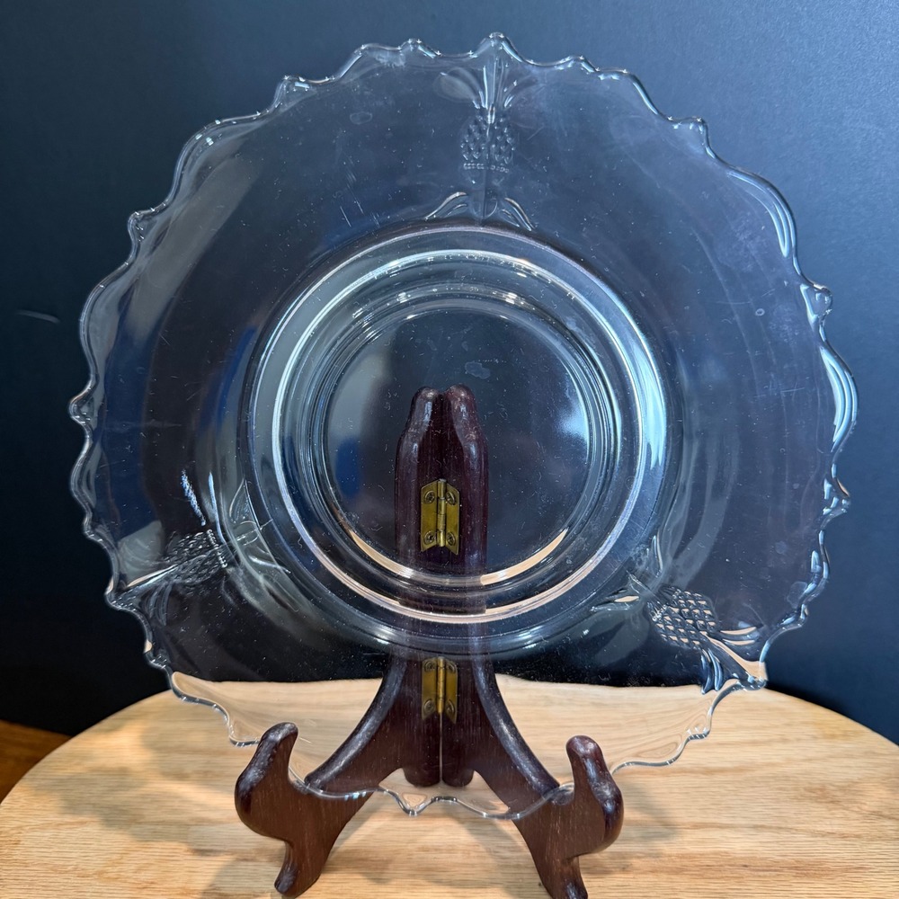 Heisey Plantation Pineapple Salad Plate 7.5" Vintage Clear Glass Scalloped Rim